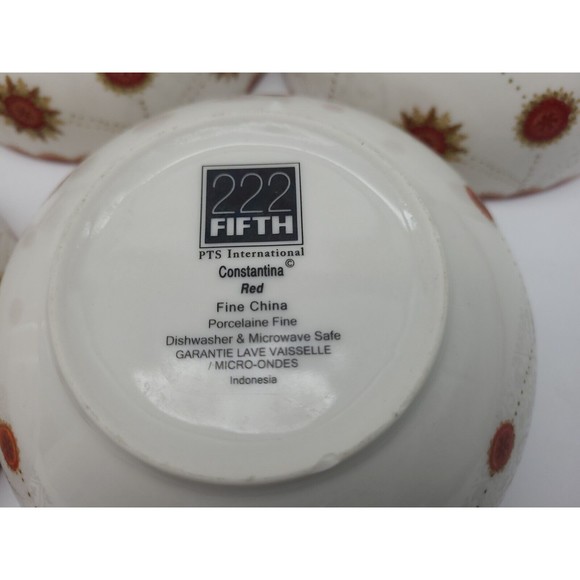 222 Fifth Constantina Red Soup Cereal Bowl 10126234 Set 4 - Picture 4 of 9